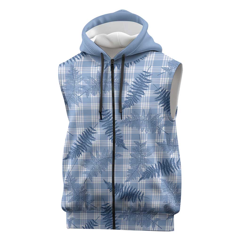 Blue Palaka Hawaii Palapalai Sleeveless Zip Hoodie Hawaiian Fern LT14 Blue - Polynesian Pride