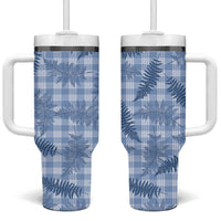 Blue Palaka Hawaii Palapalai Tumbler With Handle Hawaiian Fern - Polynesian Pride