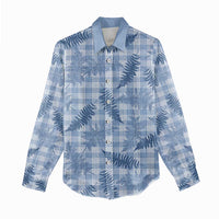 Blue Palaka Hawaii Palapalai Women Casual Shirt Hawaiian Fern - Polynesian Pride