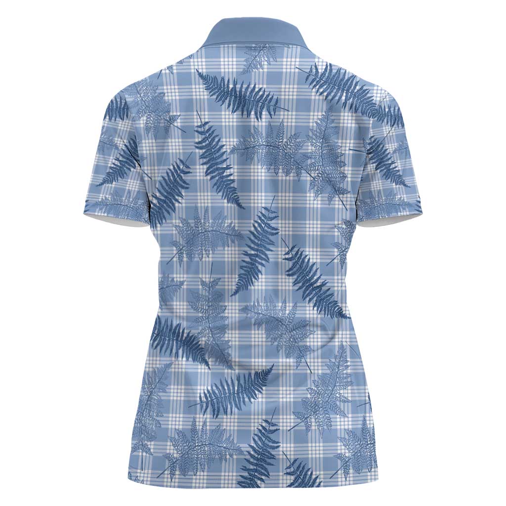 Blue Palaka Hawaii Palapalai Women Polo Shirt Hawaiian Fern - Polynesian Pride