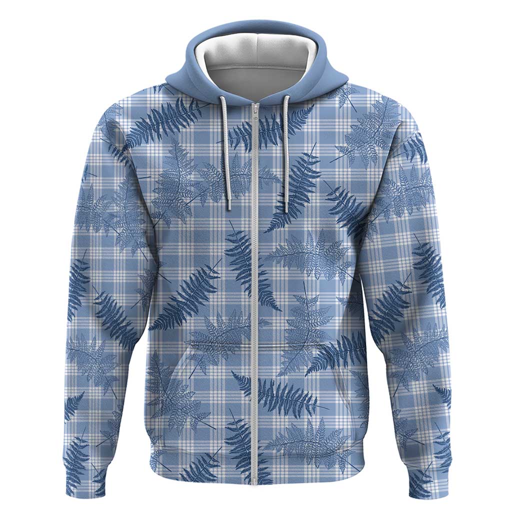 Blue Palaka Hawaii Palapalai Zip Hoodie Hawaiian Fern - Polynesian Pride