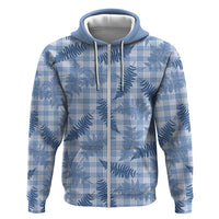 Blue Palaka Hawaii Palapalai Zip Hoodie Hawaiian Fern - Polynesian Pride