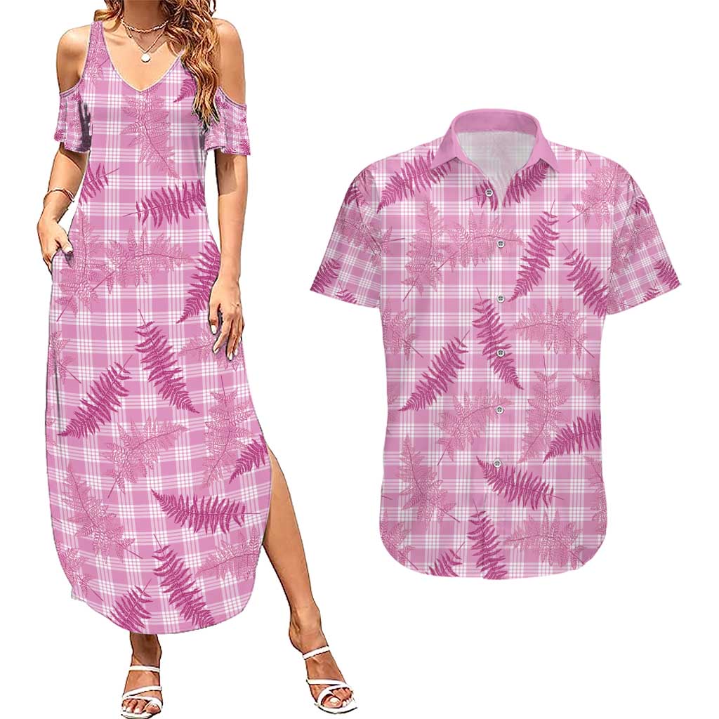 Purple Palaka Hawaii Palapalai Couples Matching Summer Maxi Dress and Hawaiian Shirt Hawaiian Fern - Polynesian Pride