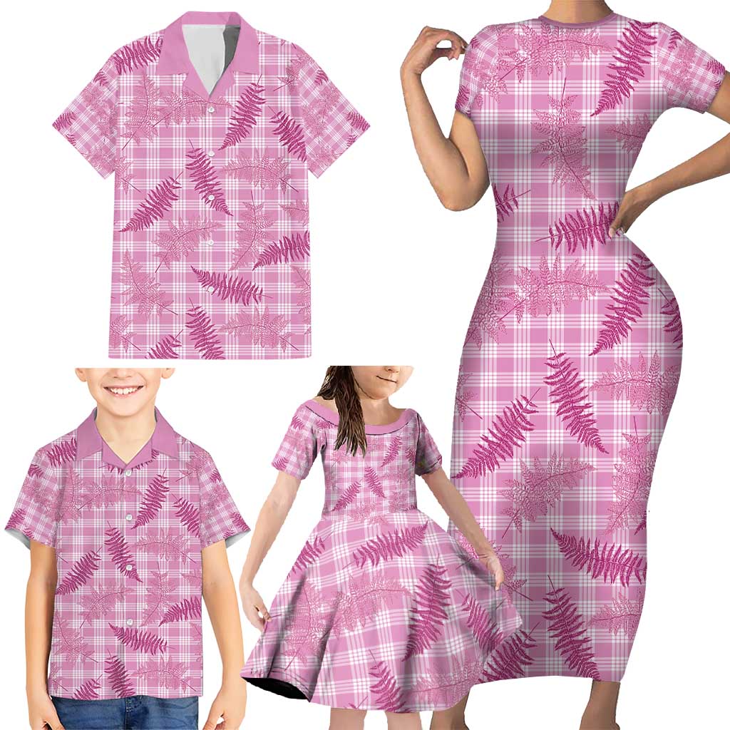 Purple Palaka Hawaii Palapalai Family Matching Short Sleeve Bodycon Dress and Hawaiian Shirt Hawaiian Fern - Polynesian Pride