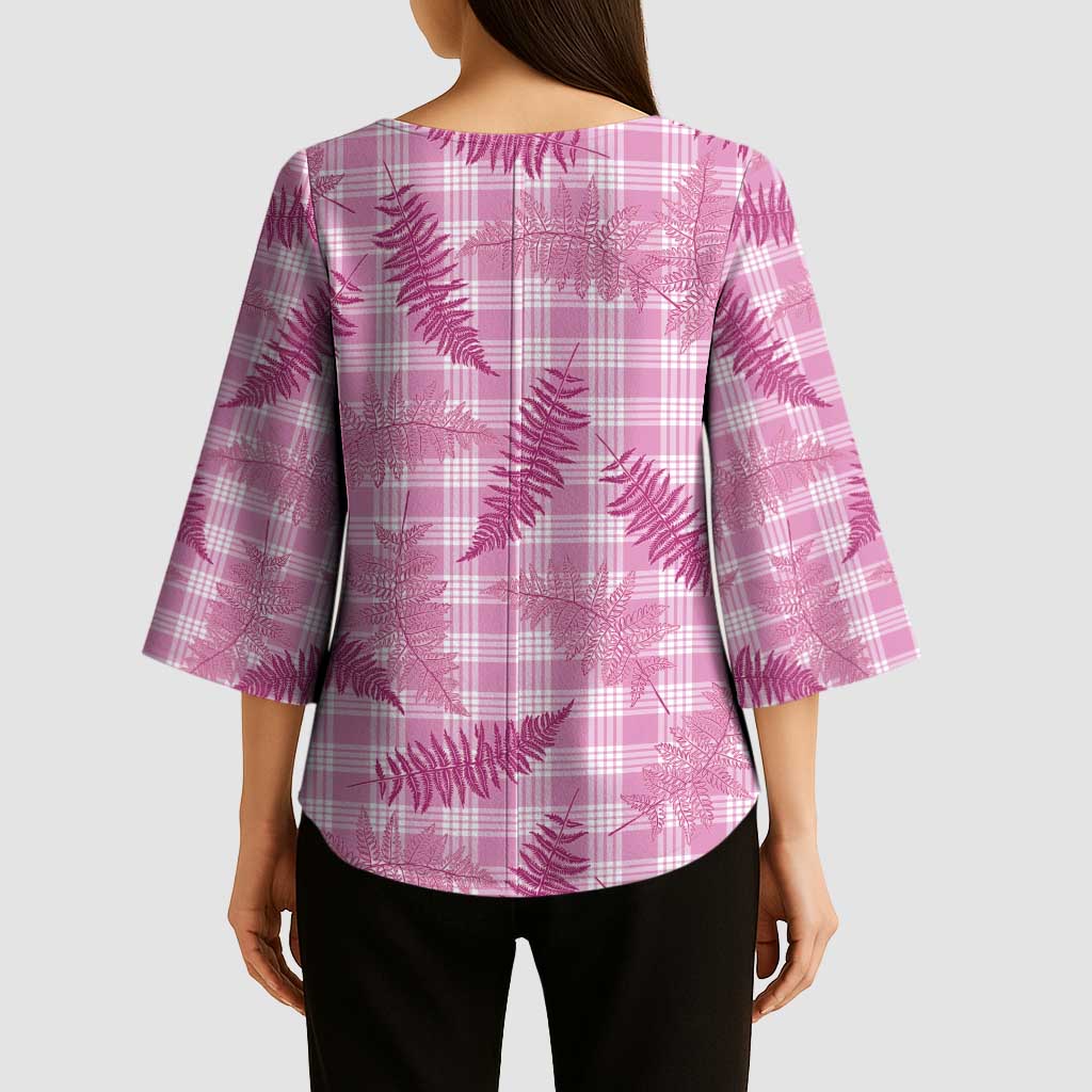 Purple Palaka Hawaii Palapalai Kimono Sleeve Blouse Hawaiian Fern LT14 - Polynesian Pride