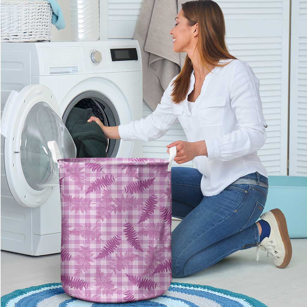 Pink Palaka Hawaii Palapalai Laundry Basket Hawaiian Fern - Polynesian Pride