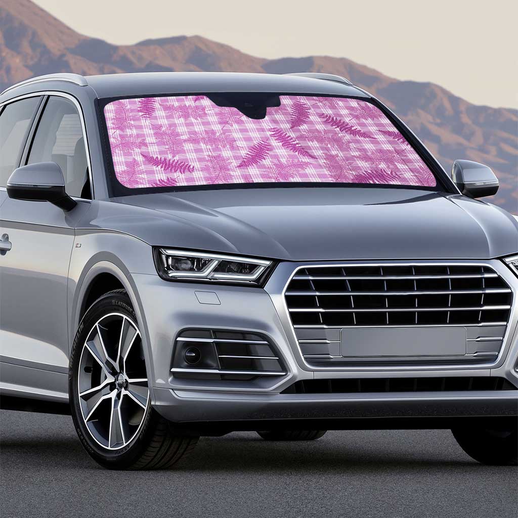 Pink Palaka Hawaii Palapalai Auto Sun Shade Hawaiian Fern - Polynesian Pride