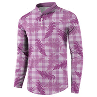 Pink Palaka Hawaii Palapalai Button Sweatshirt Hawaiian Fern LT14 - Polynesian Pride