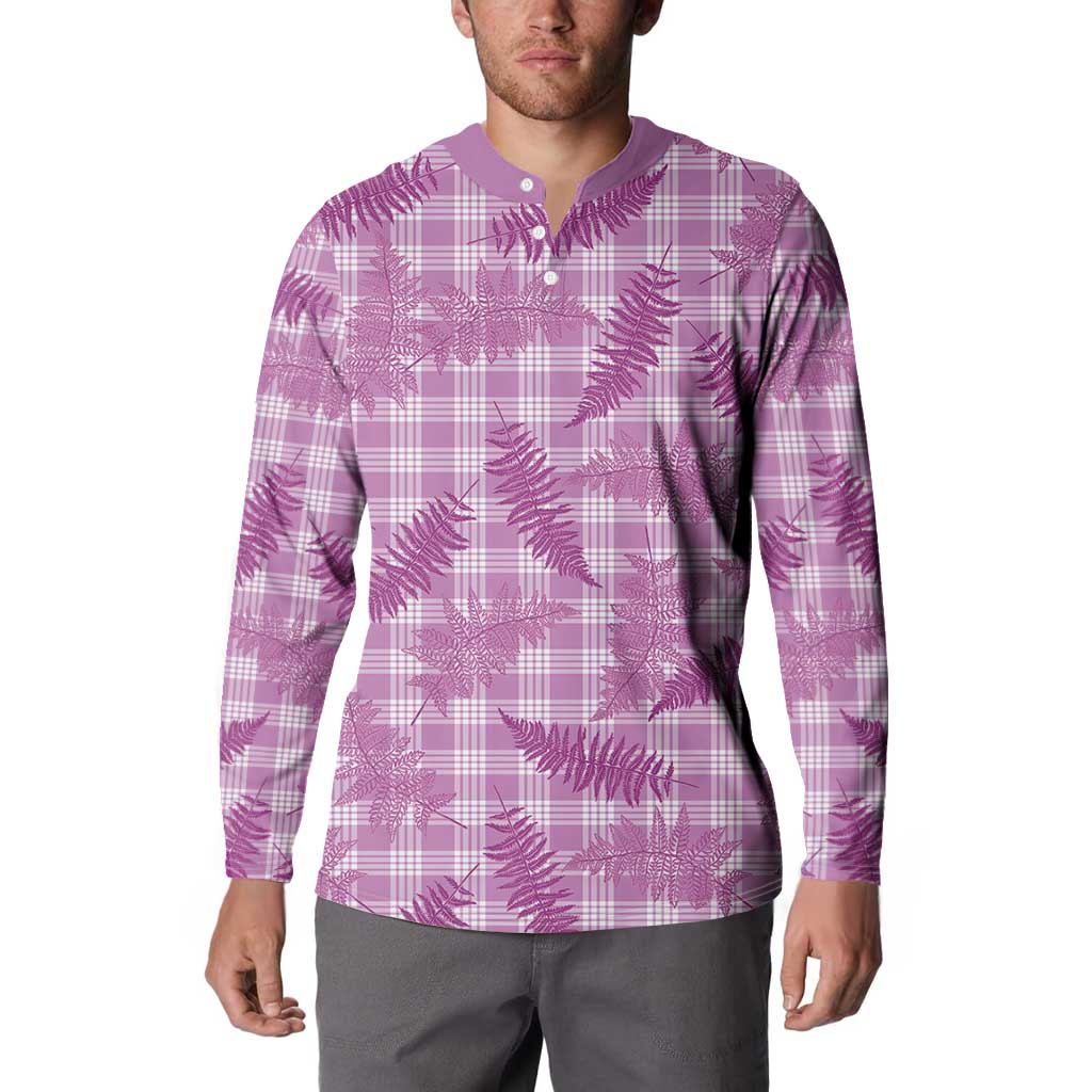 Pink Palaka Hawaii Palapalai Button Sweatshirt Hawaiian Fern LT14 - Polynesian Pride