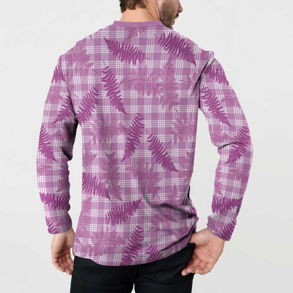 Pink Palaka Hawaii Palapalai Button Sweatshirt Hawaiian Fern LT14 - Polynesian Pride