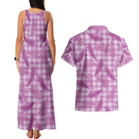 Pink Palaka Hawaii Palapalai Couples Matching Tank Maxi Dress and Hawaiian Shirt Hawaiian Fern - Polynesian Pride