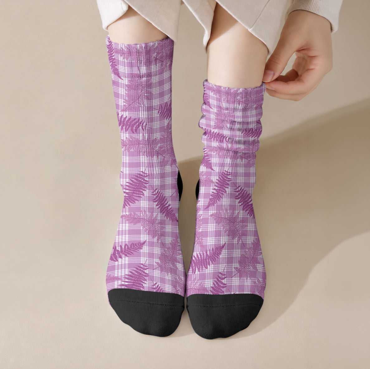 Pink Palaka Hawaii Palapalai Crew Socks Hawaiian Fern LT14 Crew Socks Pink - Polynesian Pride