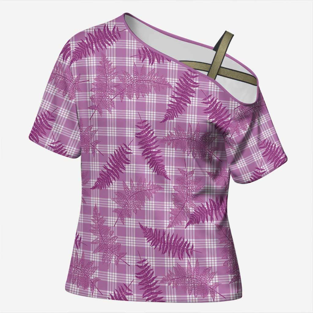 Pink Palaka Hawaii Palapalai Cross Shoulder Shirt Hawaiian Fern LT14 Female Pink - Polynesian Pride