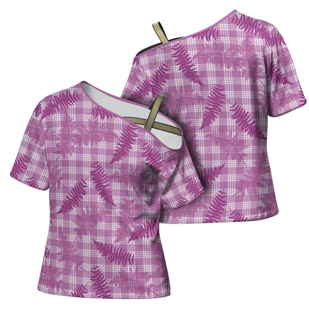 Pink Palaka Hawaii Palapalai Cross Shoulder Shirt Hawaiian Fern LT14 - Polynesian Pride