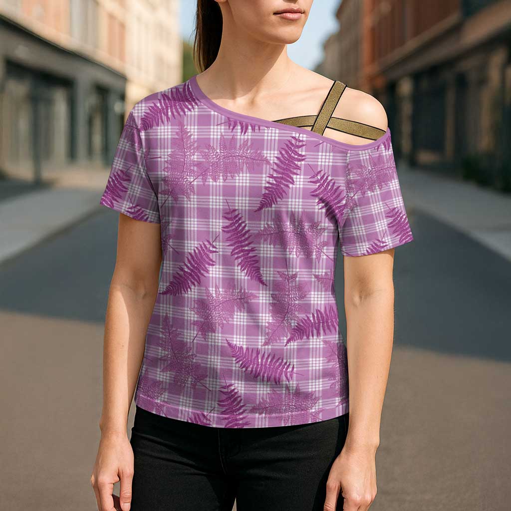 Pink Palaka Hawaii Palapalai Cross Shoulder Shirt Hawaiian Fern LT14 - Polynesian Pride