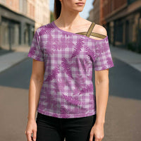 Pink Palaka Hawaii Palapalai Cross Shoulder Shirt Hawaiian Fern LT14 - Polynesian Pride