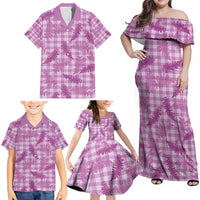 Pink Palaka Hawaii Palapalai Family Matching Off Shoulder Maxi Dress and Hawaiian Shirt Hawaiian Fern - Polynesian Pride