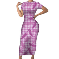 Pink Palaka Hawaii Palapalai Family Matching Short Sleeve Bodycon Dress and Hawaiian Shirt Hawaiian Fern - Polynesian Pride