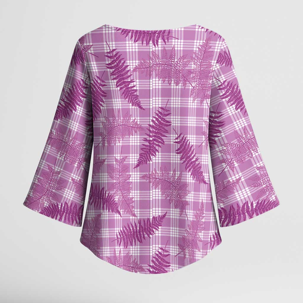 Pink Palaka Hawaii Palapalai Kimono Sleeve Blouse Hawaiian Fern LT14 - Polynesian Pride