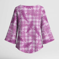 Pink Palaka Hawaii Palapalai Kimono Sleeve Blouse Hawaiian Fern LT14 - Polynesian Pride