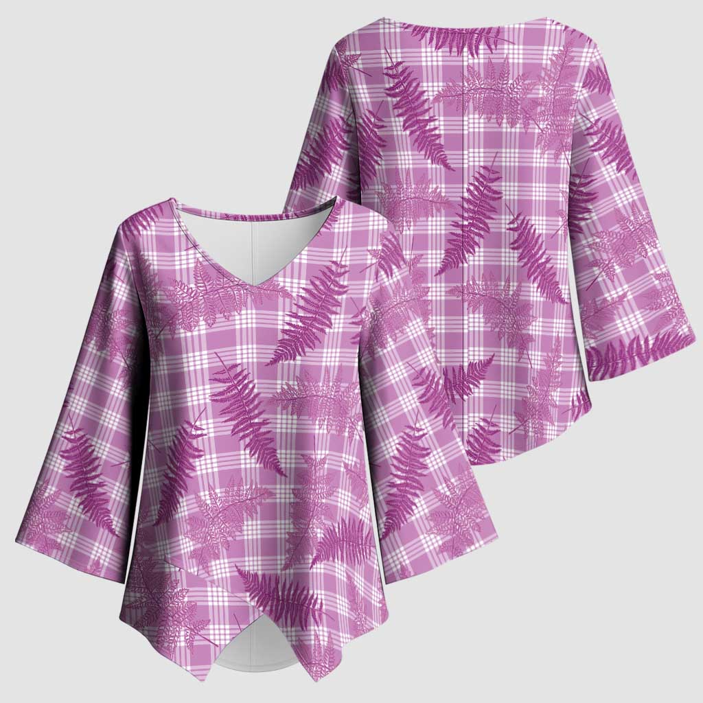 Pink Palaka Hawaii Palapalai Kimono Sleeve Blouse Hawaiian Fern LT14 - Polynesian Pride