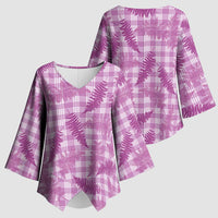 Pink Palaka Hawaii Palapalai Kimono Sleeve Blouse Hawaiian Fern LT14 - Polynesian Pride