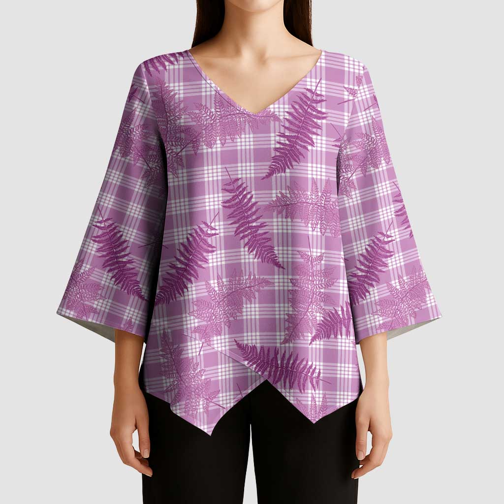 Pink Palaka Hawaii Palapalai Kimono Sleeve Blouse Hawaiian Fern LT14 - Polynesian Pride