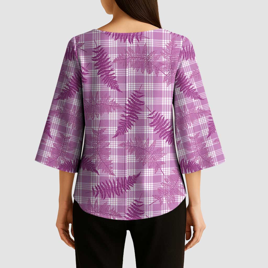 Pink Palaka Hawaii Palapalai Kimono Sleeve Blouse Hawaiian Fern LT14 - Polynesian Pride