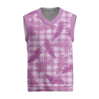 Pink Palaka Hawaii Palapalai Christmas Knitted V-Neck Vest Hawaiian Fern - Polynesian Pride