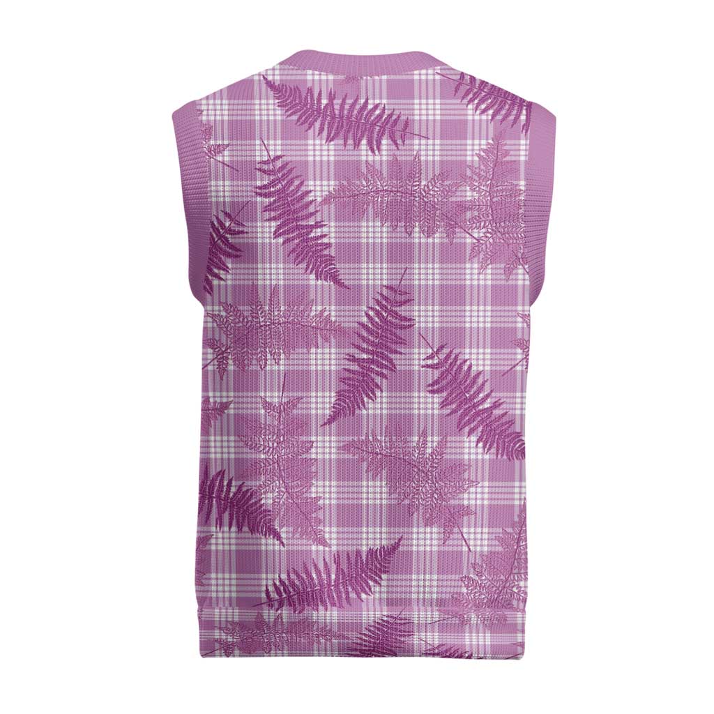 Pink Palaka Hawaii Palapalai Christmas Knitted V-Neck Vest Hawaiian Fern - Polynesian Pride