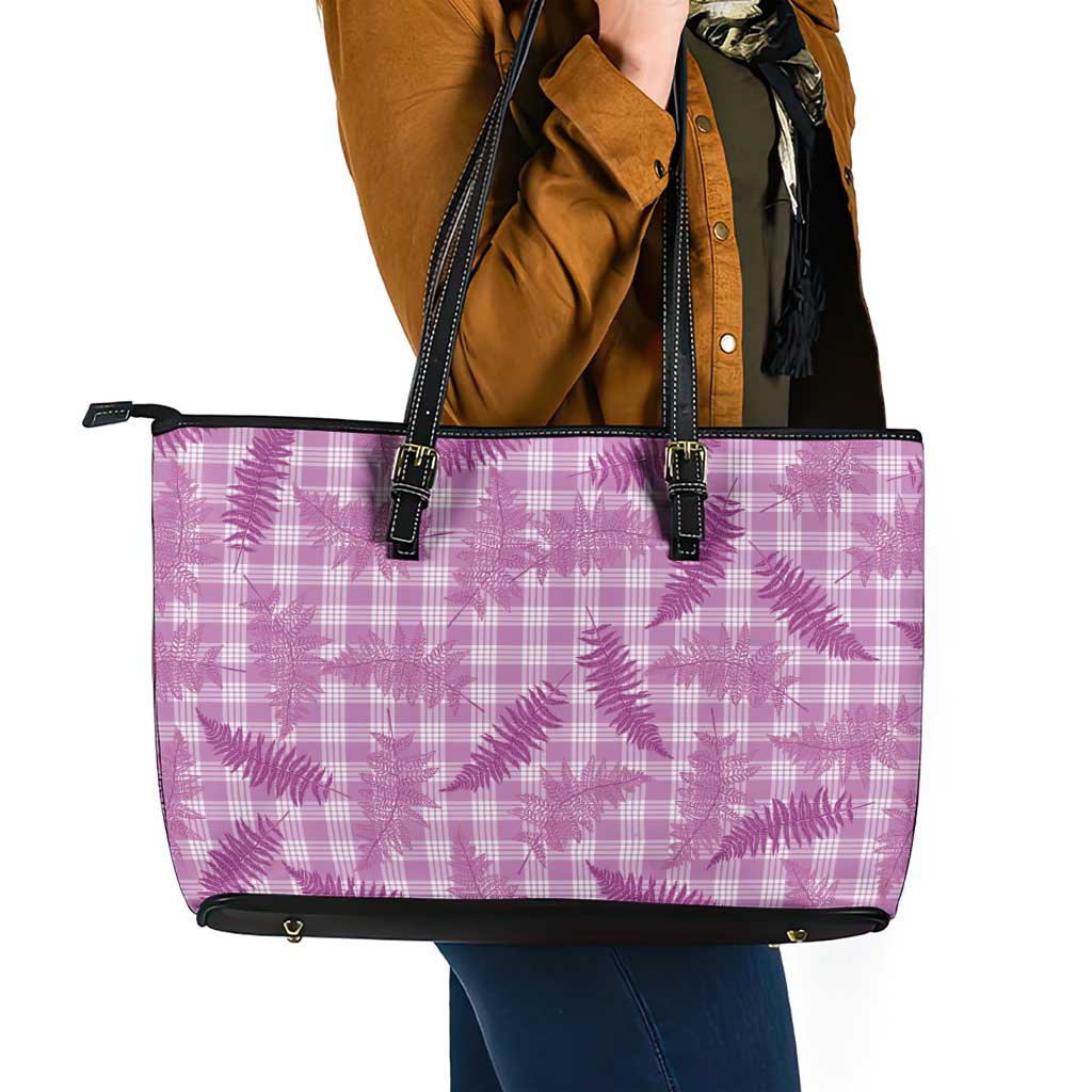 Pink Palaka Hawaii Palapalai Leather Tote Bag Hawaiian Fern LT14 - Polynesian Pride