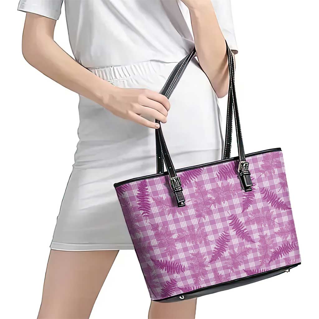 Pink Palaka Hawaii Palapalai Leather Tote Bag Hawaiian Fern LT14 - Polynesian Pride