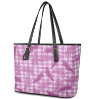 Pink Palaka Hawaii Palapalai Leather Tote Bag Hawaiian Fern LT14 - Polynesian Pride