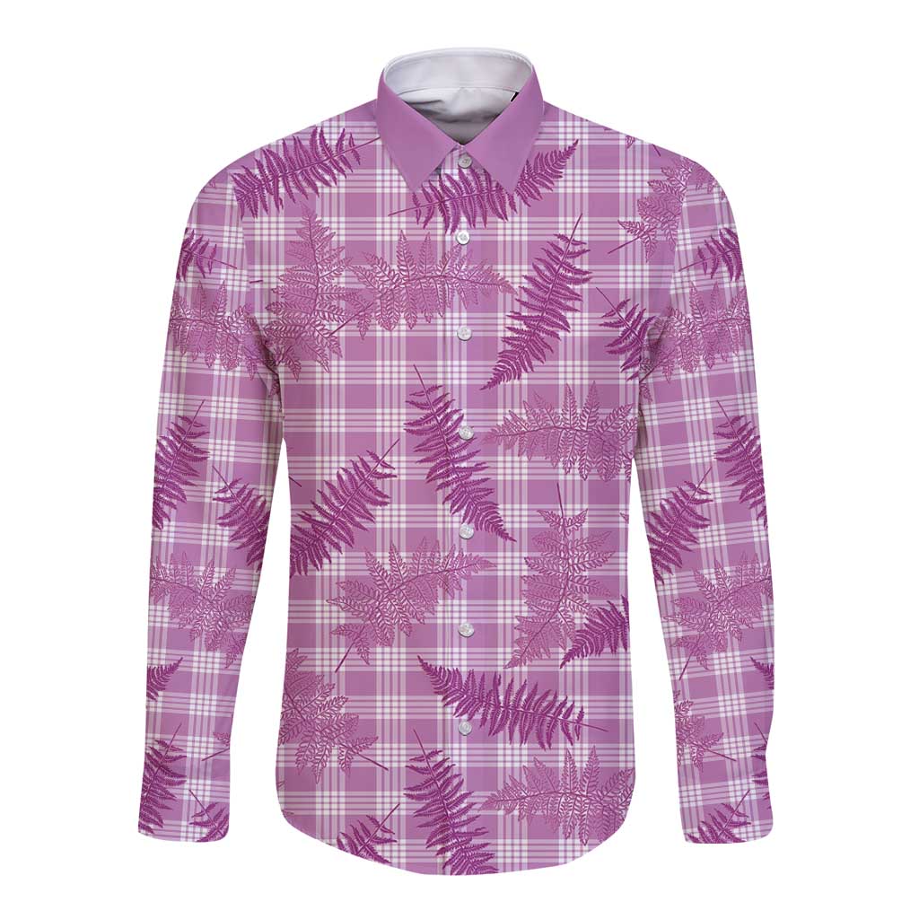 Pink Palaka Hawaii Palapalai Long Sleeve Button Shirt Hawaiian Fern LT14 Unisex Pink - Polynesian Pride