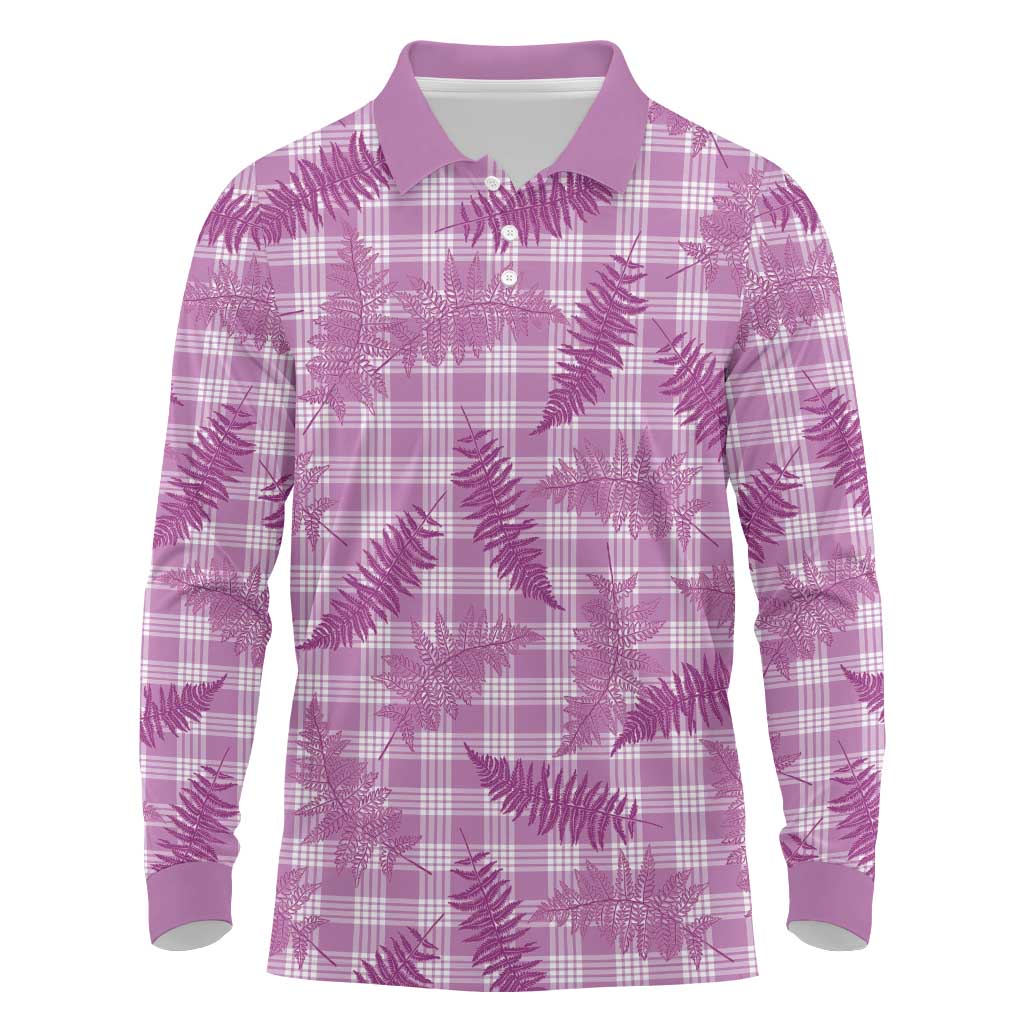 Pink Palaka Hawaii Palapalai Long Sleeve Polo Shirt Hawaiian Fern LT14 Pink - Polynesian Pride