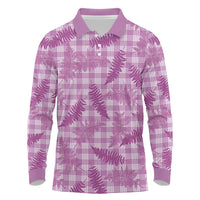 Pink Palaka Hawaii Palapalai Long Sleeve Polo Shirt Hawaiian Fern LT14 Pink - Polynesian Pride
