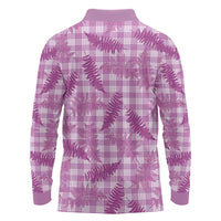 Pink Palaka Hawaii Palapalai Long Sleeve Polo Shirt Hawaiian Fern LT14 - Polynesian Pride