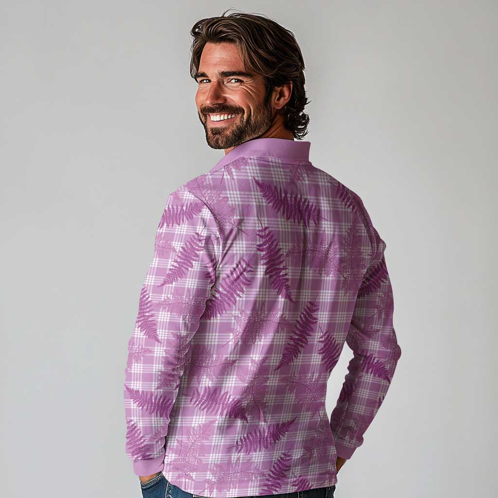 Pink Palaka Hawaii Palapalai Long Sleeve Polo Shirt Hawaiian Fern LT14 - Polynesian Pride