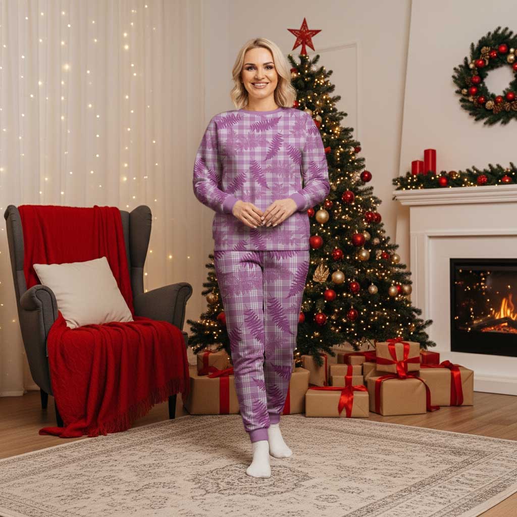 Pink Palaka Hawaii Palapalai Christmas Pajama Set Hawaiian Fern - Polynesian Pride
