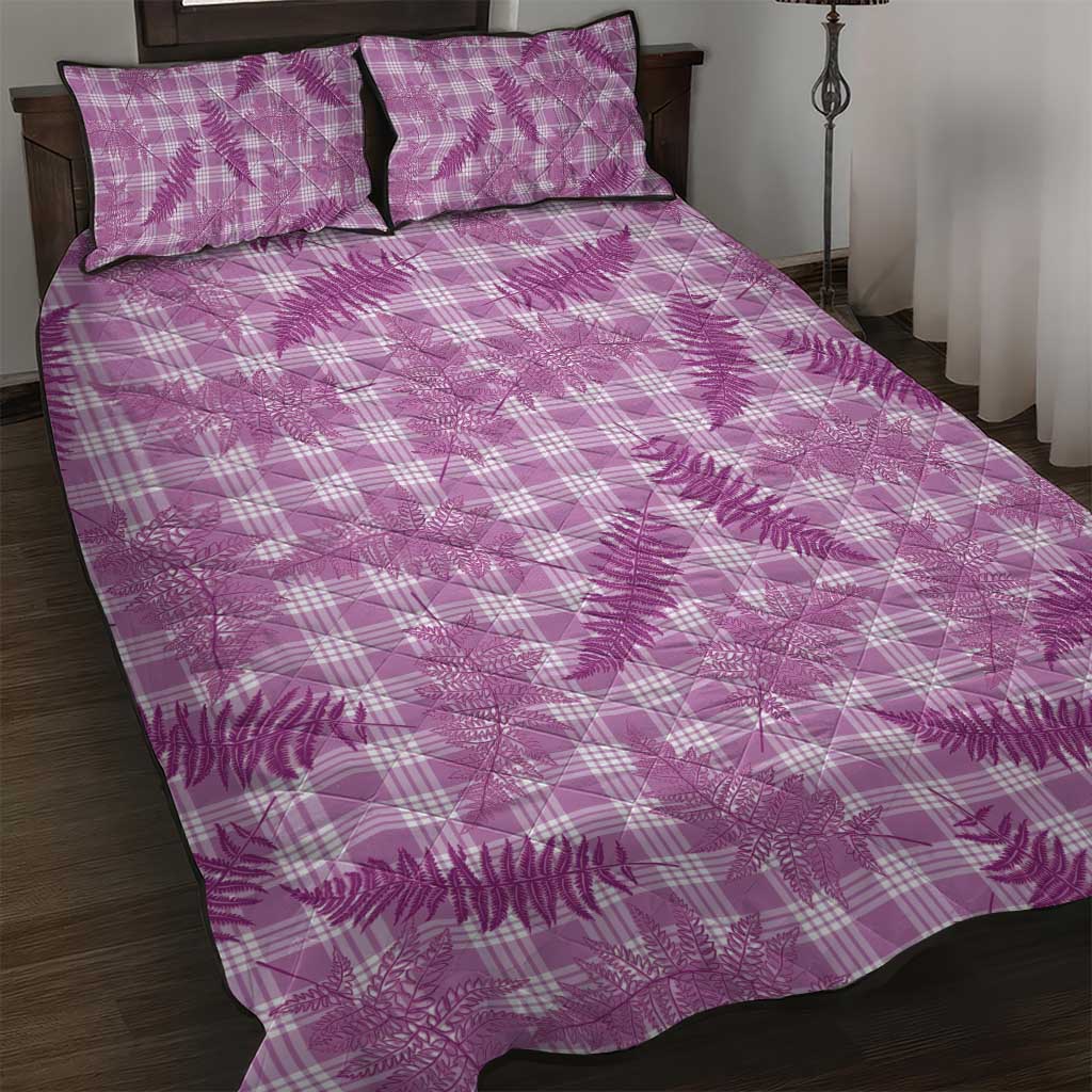 Pink Palaka Hawaii Palapalai Quilt Bed Set Hawaiian Fern - Polynesian Pride
