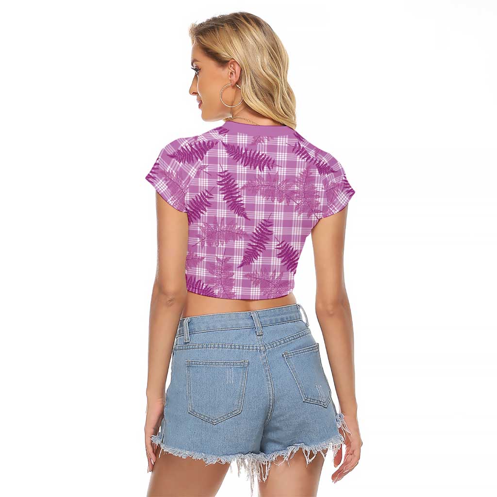 Pink Palaka Hawaii Palapalai Raglan Cropped T Shirt Hawaiian Fern LT14 - Polynesian Pride