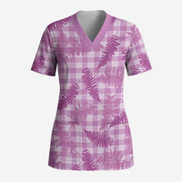 Pink Palaka Hawaii Palapalai Scrub Top Hawaiian Fern LT14 Adult Pink - Polynesian Pride
