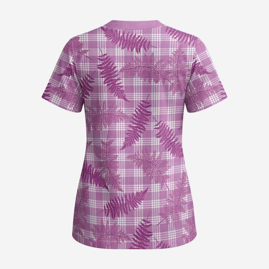 Pink Palaka Hawaii Palapalai Scrub Top Hawaiian Fern LT14 - Polynesian Pride