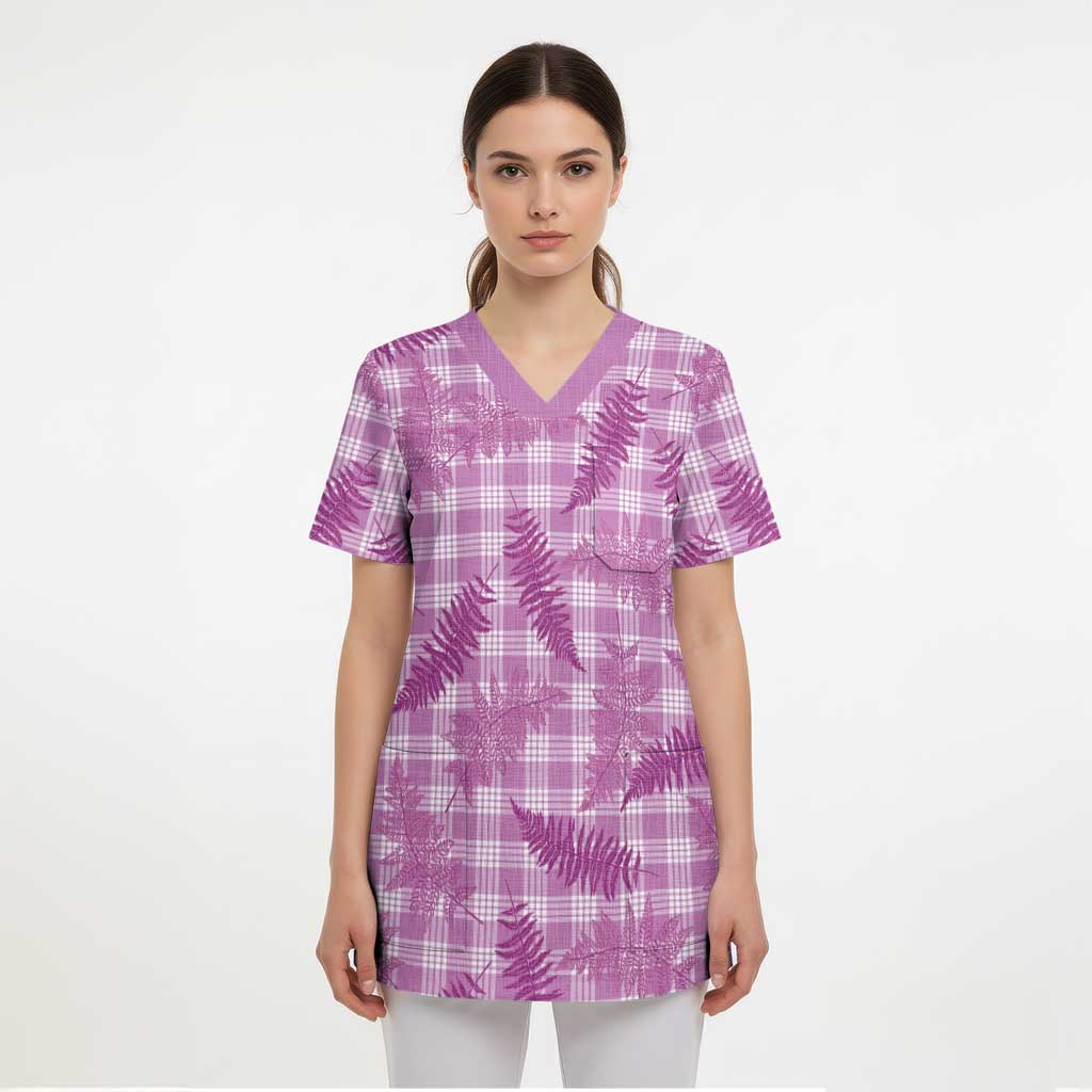 Pink Palaka Hawaii Palapalai Scrub Top Hawaiian Fern LT14 - Polynesian Pride