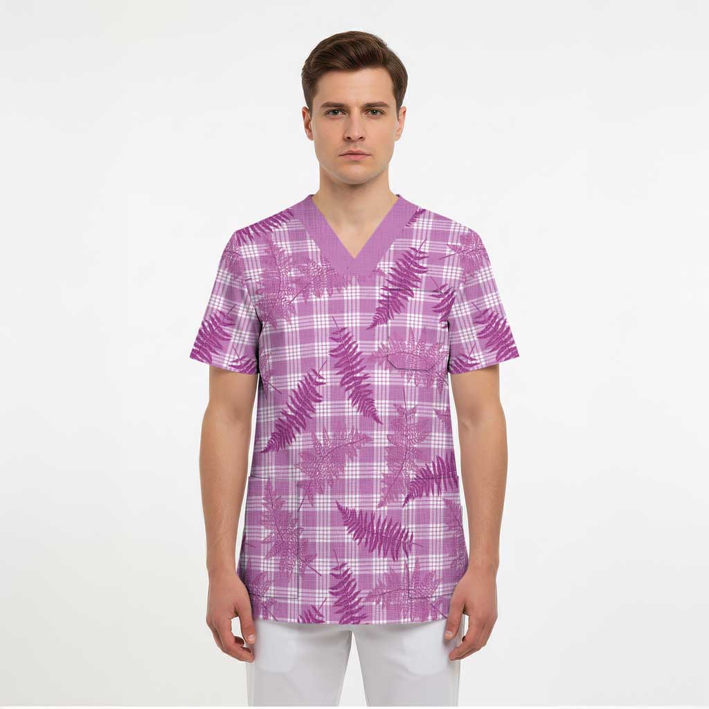 Pink Palaka Hawaii Palapalai Scrub Top Hawaiian Fern LT14 - Polynesian Pride