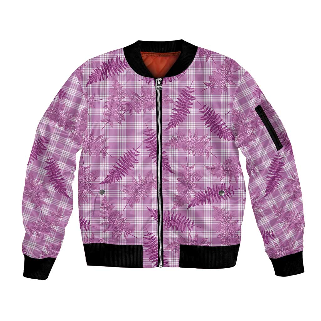 Pink Palaka Hawaii Palapalai Sleeve Zip Bomber Jacket Hawaiian Fern - Polynesian Pride