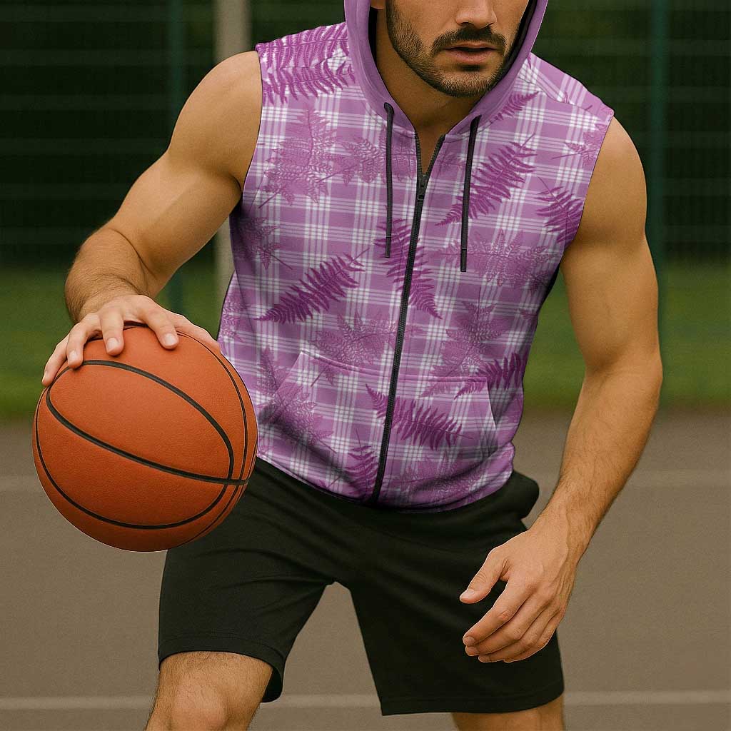 Pink Palaka Hawaii Palapalai Sleeveless Zip Hoodie Hawaiian Fern LT14 - Polynesian Pride