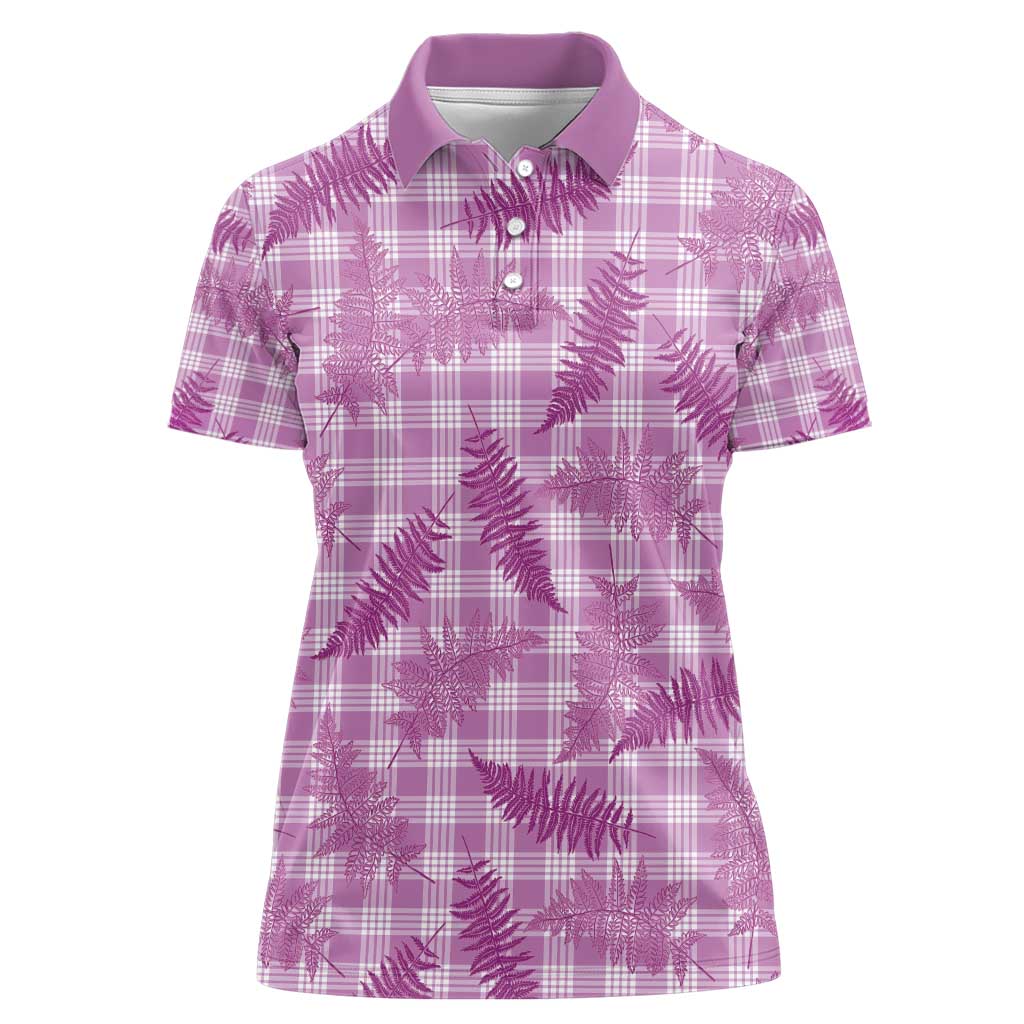 Pink Palaka Hawaii Palapalai Women Polo Shirt Hawaiian Fern - Polynesian Pride