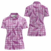 Pink Palaka Hawaii Palapalai Women Polo Shirt Hawaiian Fern - Polynesian Pride