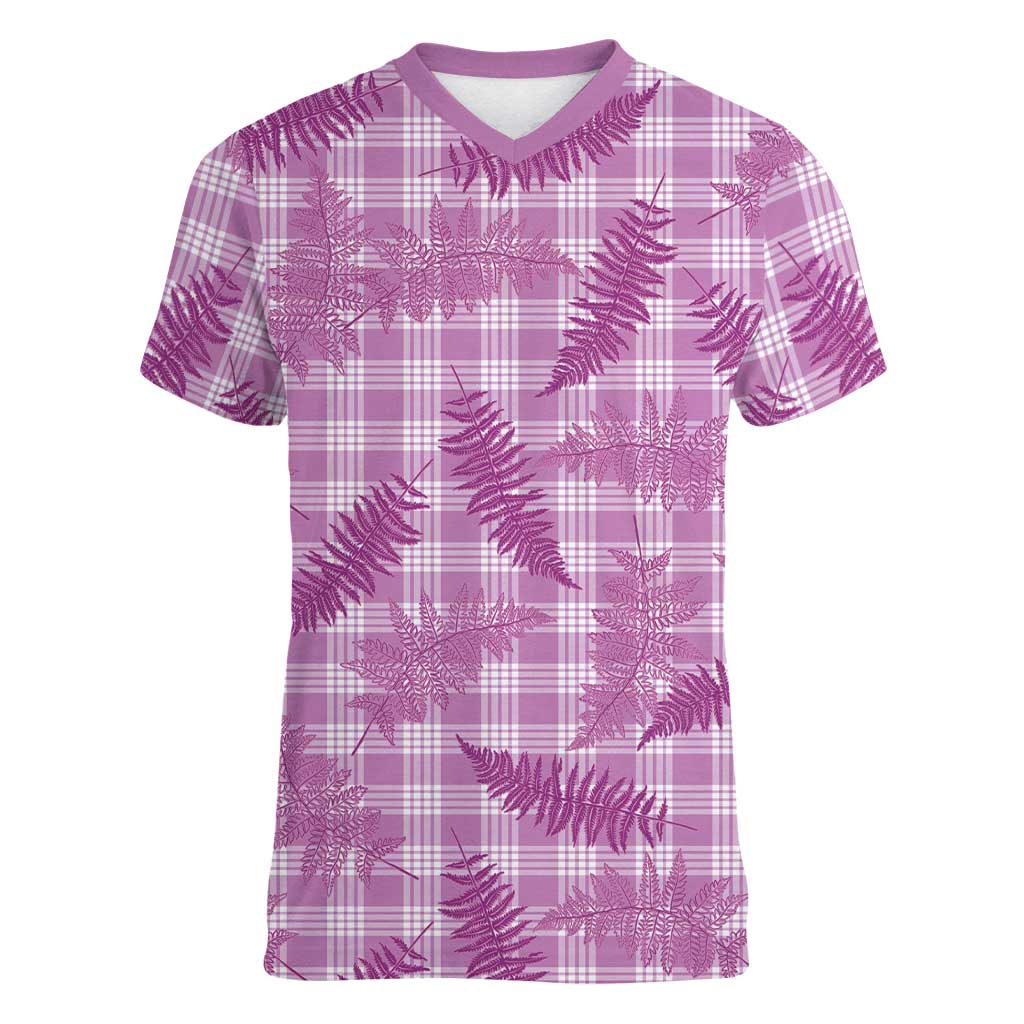 Pink Palaka Hawaii Palapalai Women V-Neck T-Shirt Hawaiian Fern LT14 Female Pink - Polynesian Pride